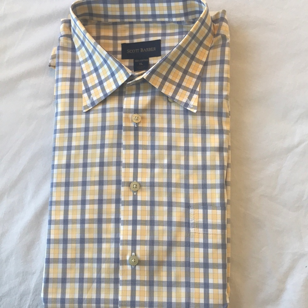 Scott Barber yellow and blue long sleeved shirt